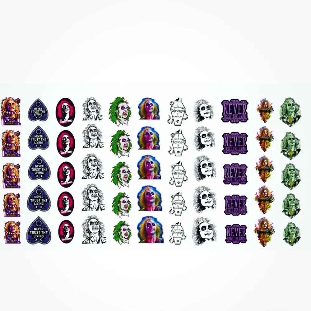 💌BO/GO$6 Beetlejuice Halloween water Transfer Nail Decals (set 2) - Picture 2 of 4